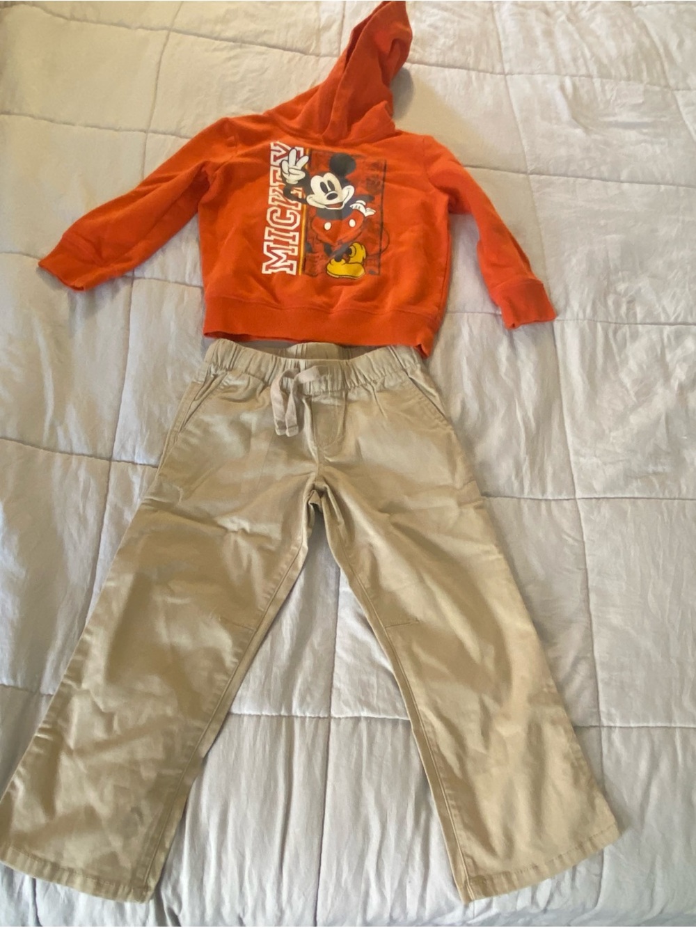 Disney Orange Hoodie with Khaki Casual Pants